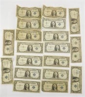 (19) US one-dollar silver certificates