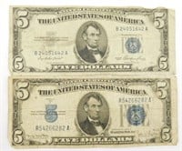 1934D $5.00 Silver Certificate and 1953 $5.00