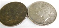 (2) 1922 Peace dollars