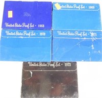 (5) US Mint proof sets: 1968, 1969, 1970, 1971,