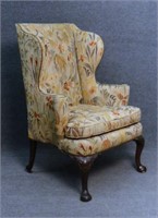 18THC IRISH WING BACK CHAIR W/ CARVED KNEES