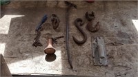 Lot of hooks and Pry bar
