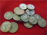 (1) Bag w/ 17 1950's quarters SILVER