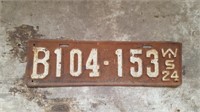 1924 Wis License Plate