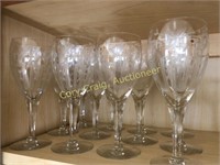 (12) Crystal etched stem glasses