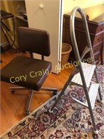 (2) office chairs on casters and aluminum utility