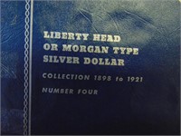 (1) folder w/15 Liberty Head/Morgan SILVER dollars