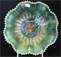 Peacocks ruffled bowl w/ribbed back - aqua opal