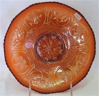 Dragon & Lotus IC shaped bowl - reverse amberina