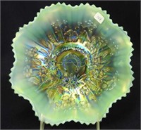 Good Luck ruffled bowl w/ribbed back - aqua opal