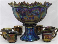 Peacock at the Fountain 8 pc. punch set - purple