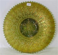 Hearts & Flowers 9" plate w/ribbed back - green