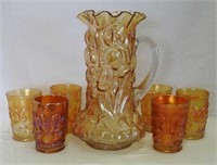 Heavy Iris 7 pc. tankard water set - marigold