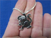 sterling silver monkey pendant & 18in silver chain