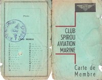 Spirou. Carte de membre du ‘Club Spirou Aviation’