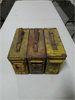 3 ammo steel military cartridge boxes