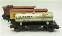 Lot Of 3 Lionel Tin Train Cars Baby Ruth Sunoco