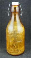 Thatcher's Dairy Amber Glass Milk Bottle Pat. 1884