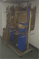 Rolling chair rack and chairs