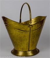 Brass Ash Coal Scuttle Fireplace Bucket w/ Handle