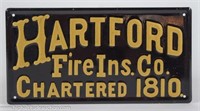 Hartford Fire Ins. Co. Chartered 1810 Metal Sign