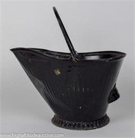 Antique Metal Coal Scuttle Primitive Ash Bucket