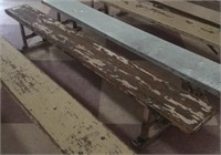 8' Vintage Gym Wood Bench with Metal Legs