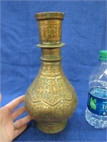 nice old india etched vase - 11 inch tall