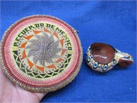 basket coin purse & small pottery dipper