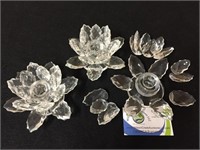 Shannon Crystal Candle Holders - One Needs Repair