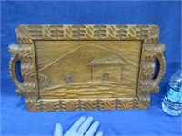 old wooden carved tray (12in x 21in)