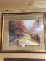 Print by Thomas Kinkade "Autumn Lane" 33x37