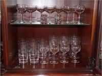 SEVERAL MATCHING GLASSES, STEMS & SHOT GLASS
