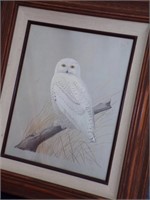 SNOWY OWL FRAMED & NUMBERED ART PIECE 22" X 18"