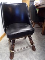 FOUR BLACK CHAIRS W/ WOODEN LEGS ~ 31" TALL