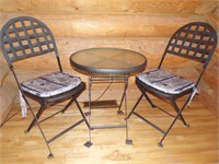 GLASS TOP TABLE W/TWO (2) CHAIRS