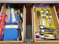 TWO (2) DRAWERS FLATWARE, KNIVES & MORE