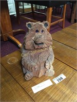 SMALL CARVED REDWOOD BEAR