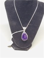 Amethyst pendant .925 silver w/ chain (H 11)