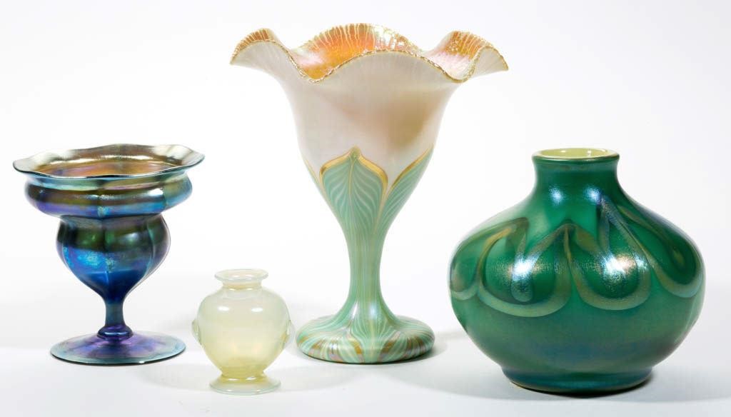 Good selection of American art glass, including Tiffany and Quezal