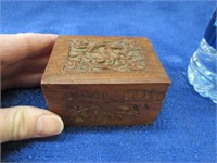 smaller hand carved hinged box - 3in wide