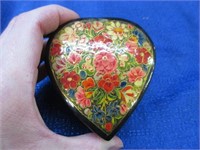 smaller hand painted india trinket box -red floral
