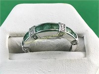 14K WHITE GOLD EMERALD AND DIAMOND RING