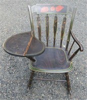 PAINT DECORATED WRITING ARM WINDSOR ROCKER