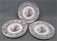 SET OF 9 LAVENDER TRANSFERWARE DINNER PLATES