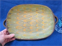 vintage denmark 2-handle pottery tray (signed)