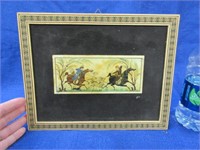 small old hand painted asian picture - inlaid