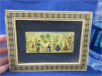 smaller old hand painted asian picture - inlaid