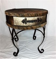 Cow Hide Covered Accent Table