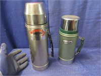 2 vintage thermos bottles (larger & smaller)